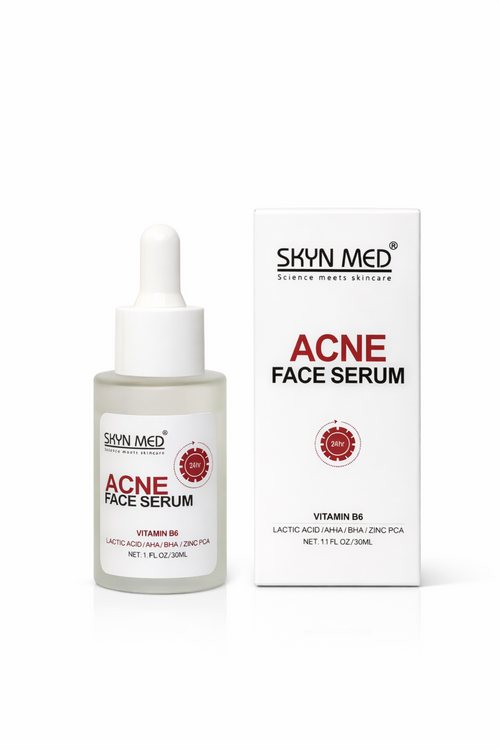 Skyn Med Acne Face Serum bottle and packaging on a white background